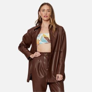 NWT Bar III Oversized Brown Leather Jacket